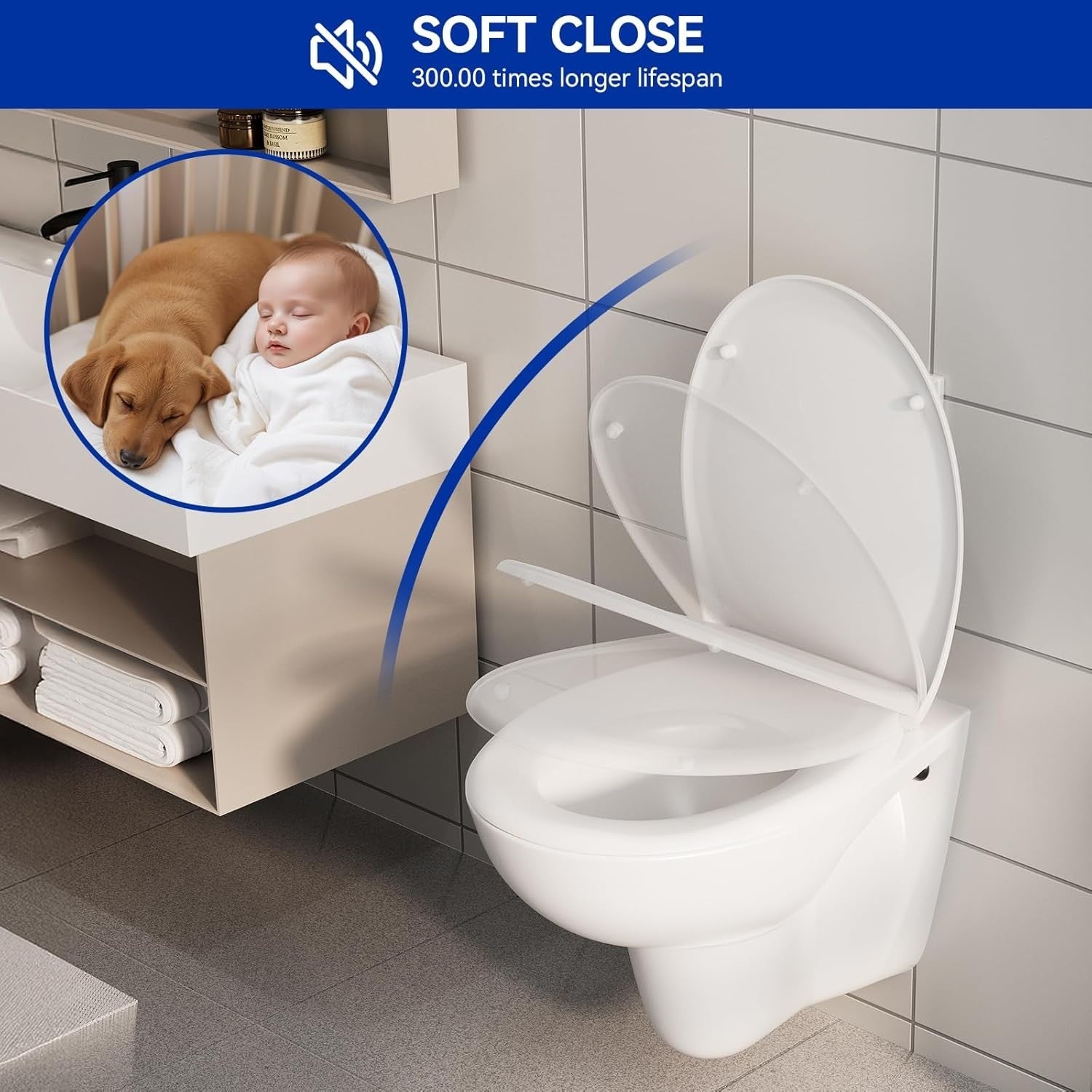 Premium O Shape Soft Close Toilet Seat White Quick Release Easy Clean 44.5x37cm