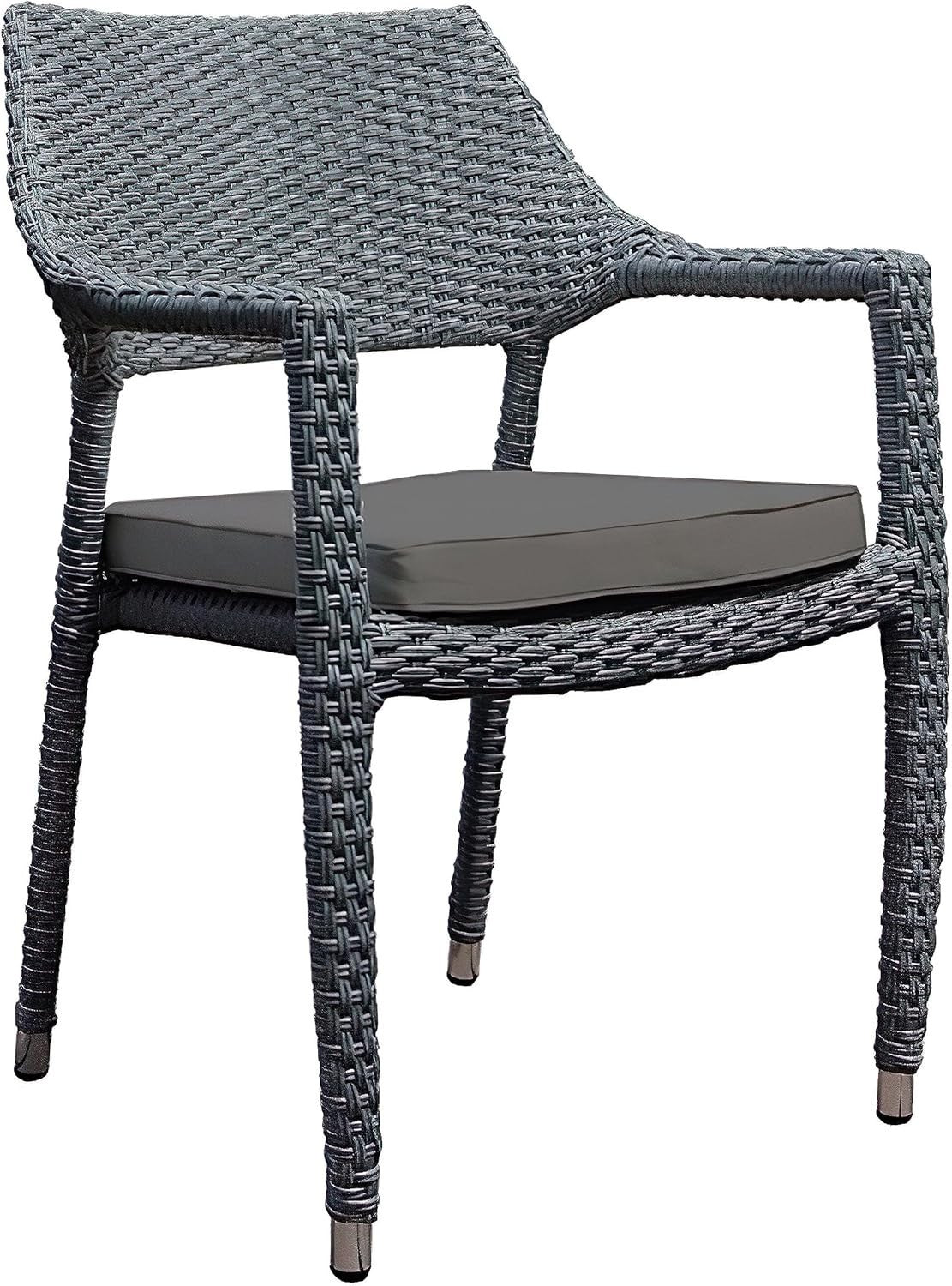 Rattan Garden Armchair With Cushion Stackable Patio Outdoor Dining Chair
