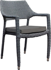 Rattan Garden Armchair With Cushion Stackable Patio Outdoor Dining Chair
