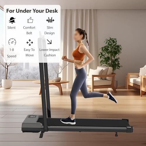 Compact Home Treadmill with Auto Incline, LCD, Bluetooth & USB