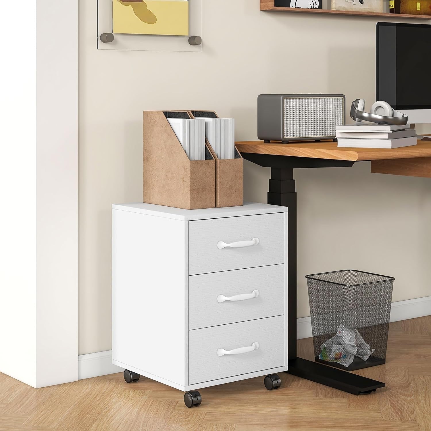 Compact Rolling File Cabinet 3 Drawer Under Desk Printer Stand Storage