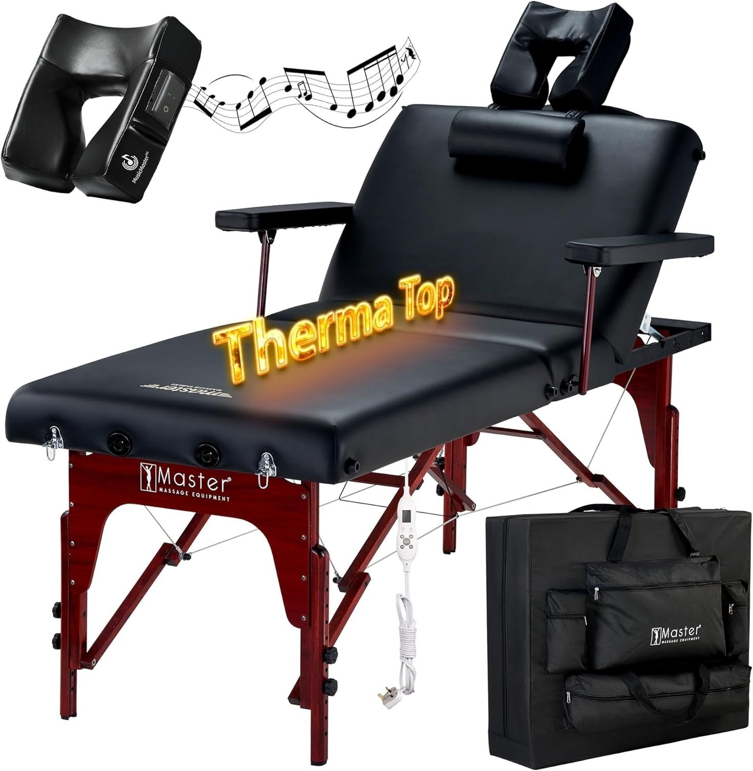 79cm Heated Massage Table w/ Bluetooth Cushion | Montclair Lift-Back Spa Bed