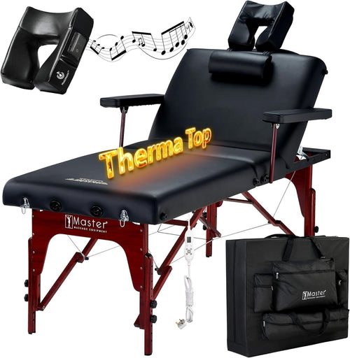 79cm Heated Massage Table w/ Bluetooth Cushion | Montclair Lift-Back Spa Bed