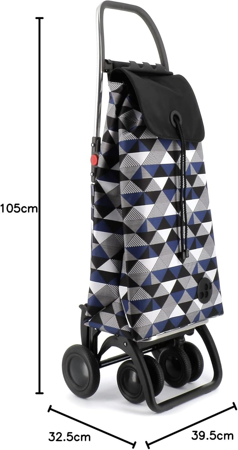 4 Wheel 2 Swivel Foldable Shopping Trolley Lightweight Aluminium Blue