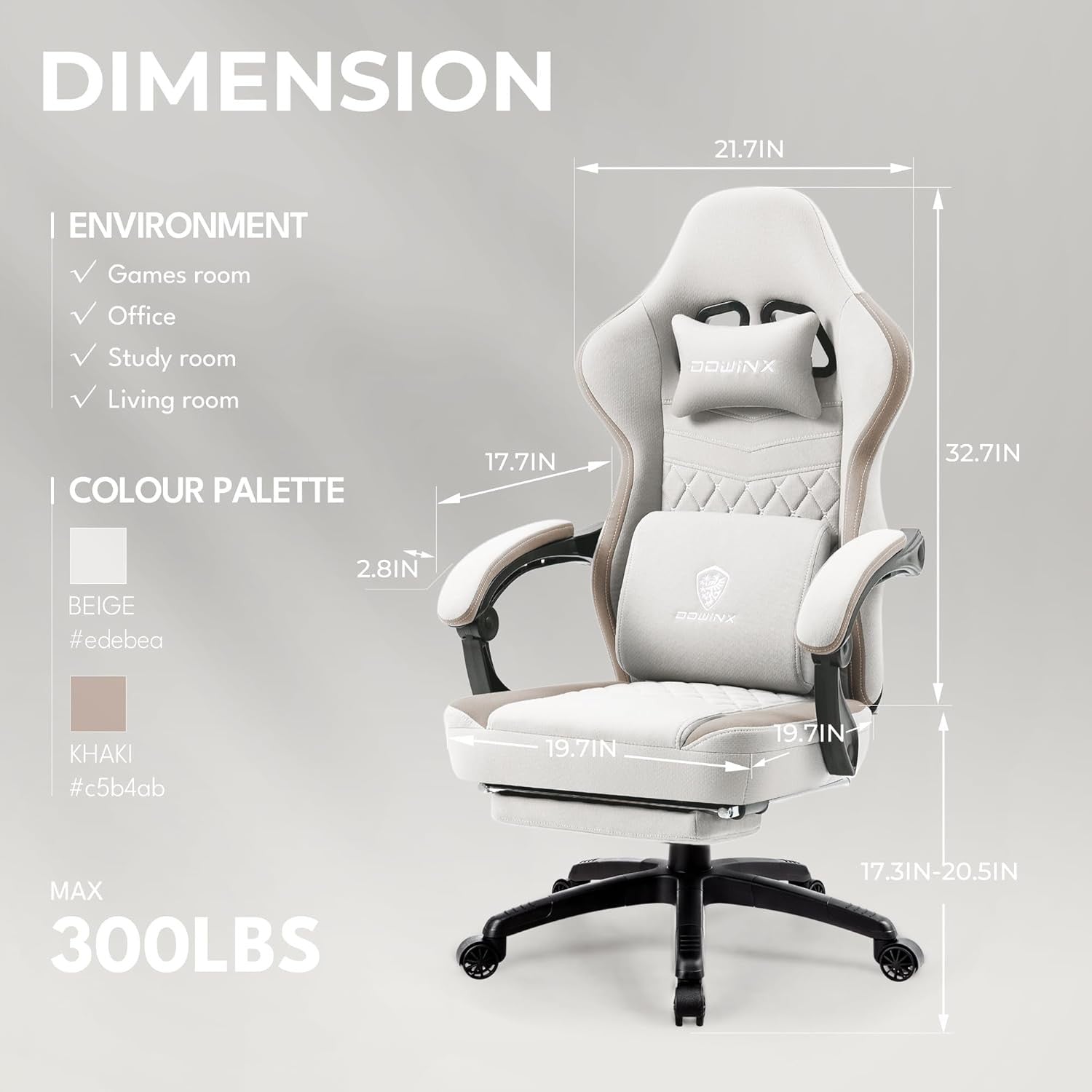 Massage Gaming Chair Fabric Recliner w/ Footrest 150kg Pocket Spring