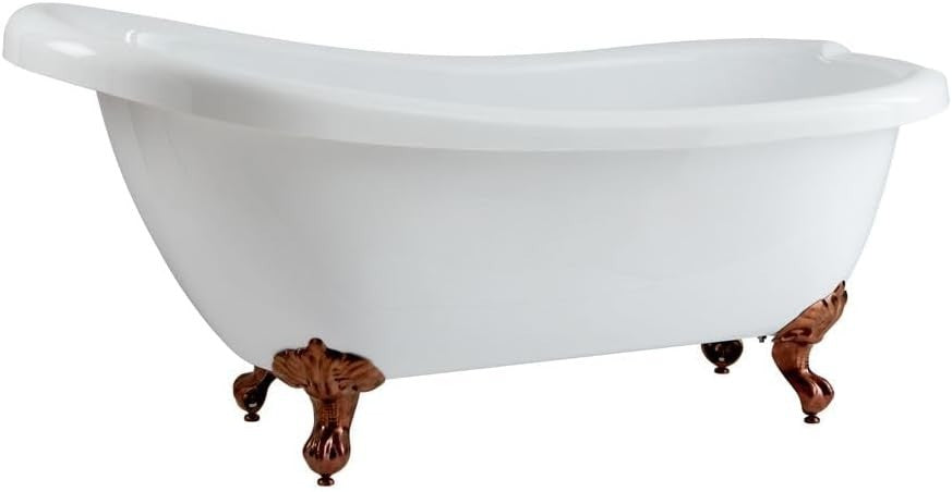 1710x740mm Freestanding Slipper Bath White Acrylic with Chrome Ball Claw Feet