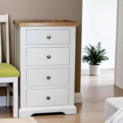 White 4 Drawer Tallboy Chest Slim Bedroom Storage Cabinet 95cm High