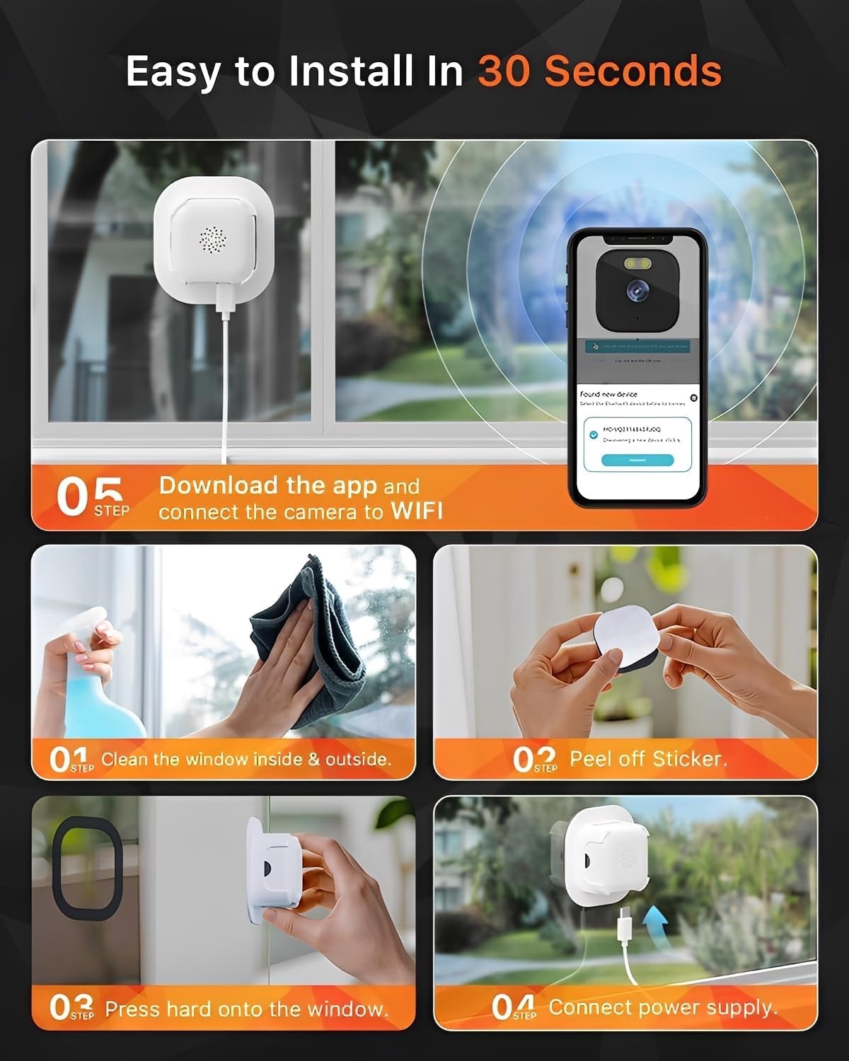 2K Window Security Camera AI Color Night Vision Dual Band WiFi CCTV