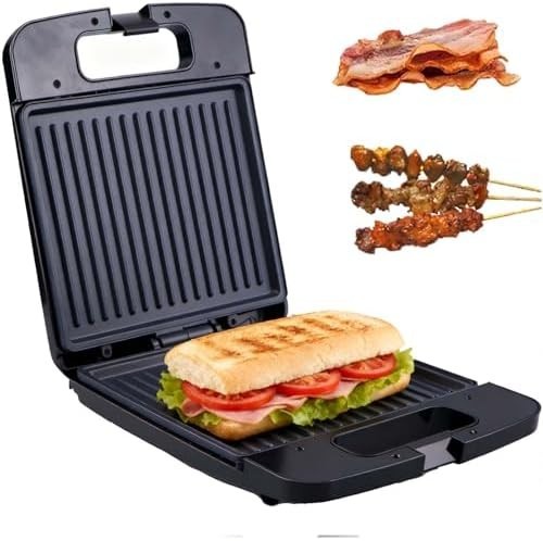 Steak Press Grill & Panini Sandwich Maker Non-Stick Plates Compact