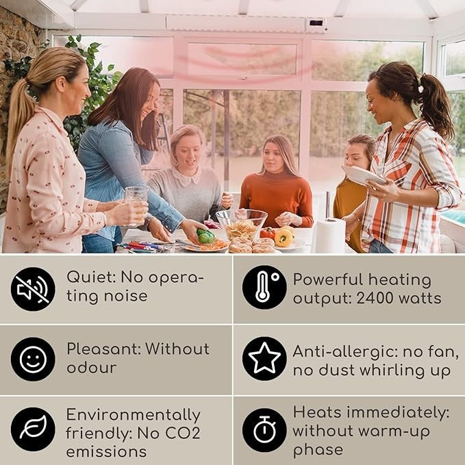 2400W Infrared Patio Heater Outdoor Indoor Electric Radiant Smart WiFi Timer