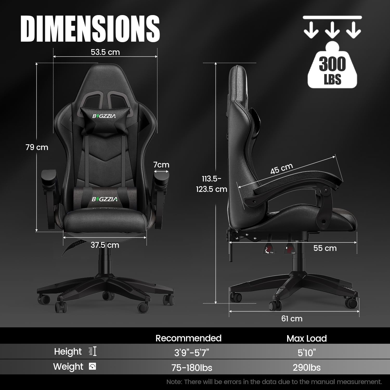 Ergonomic Gaming Chair Reclining Swivel Office Desk Seat Black