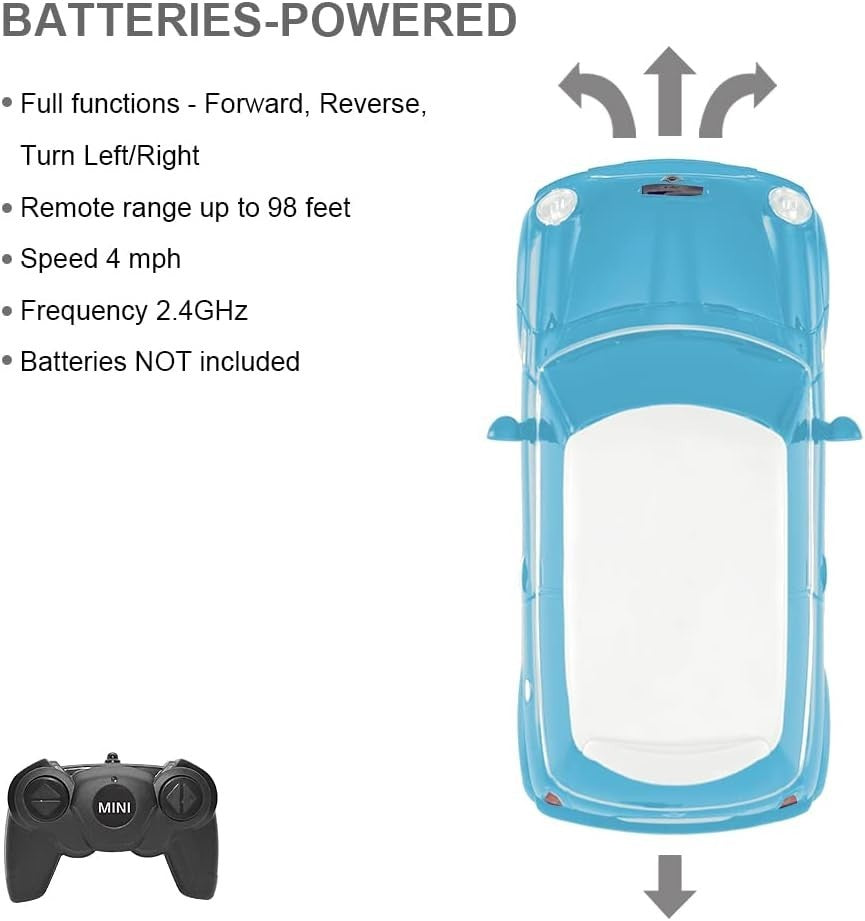 Mini Cooper S 1:24 RC Car Blue, Remote Control Toy for Kids & Adults