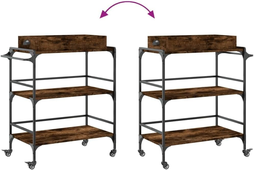 Kitchen Trolley Cart on Wheels Storage Rack with Shelves Towel Rail