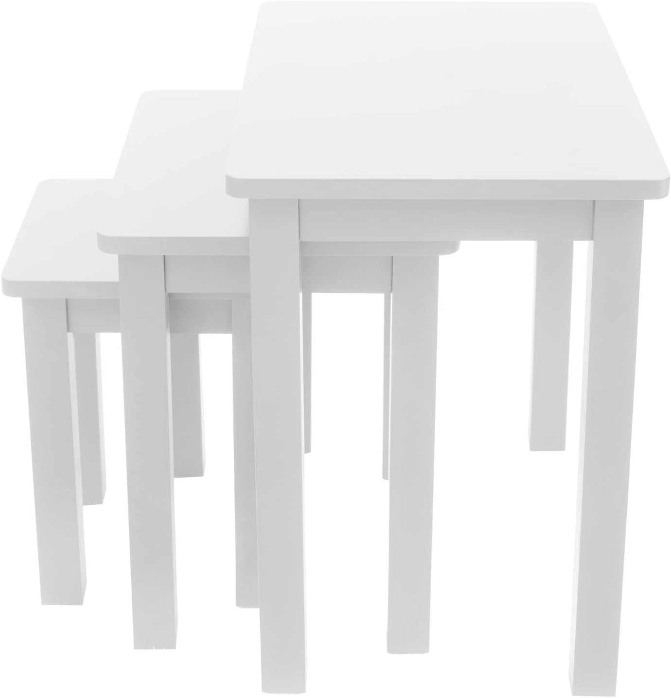 Nest of Tables Set Wood White Space Saving Coffee End Side Nightstand Accent
