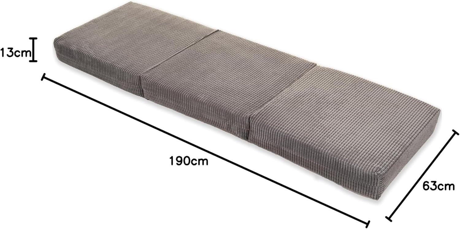 Z Bed Chair Futon Mattress Grey Fold Out Single Sofa Bed Footstool Seat