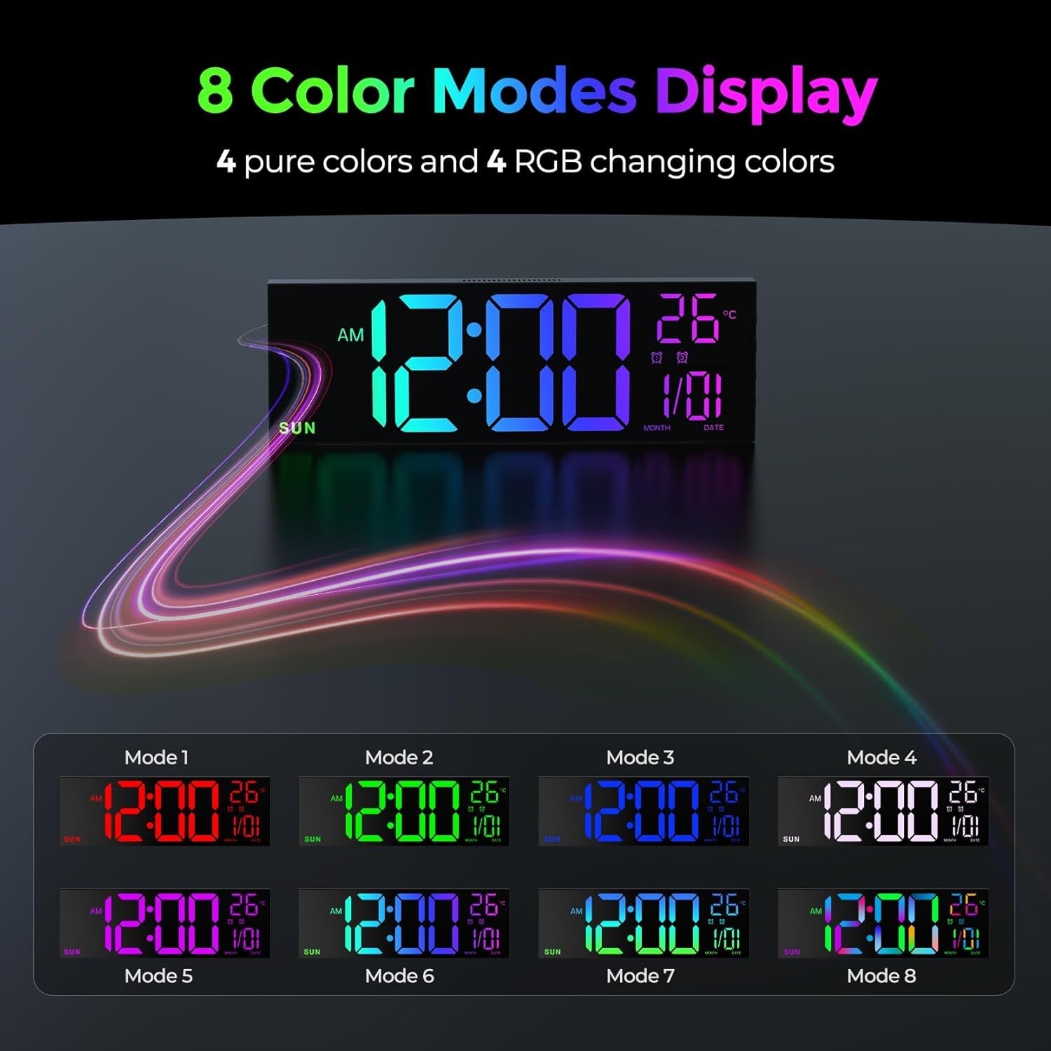 16” Large Digital Wall Clock LED Remote Control Dual Alarm Heavy Sleepers
