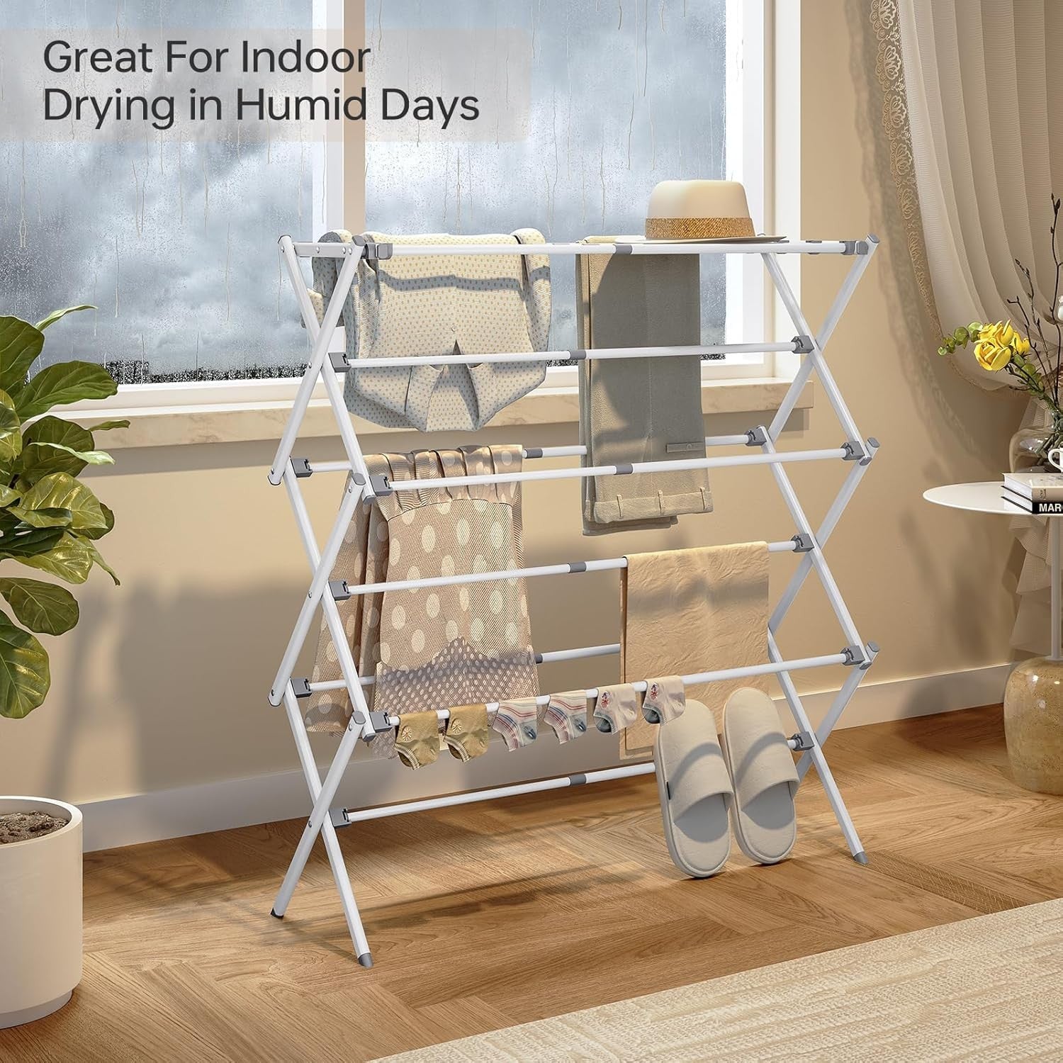 3 Tier Clothes Airer Folding Drying Rack 11 Pole Extendable Indoor Outdoor
