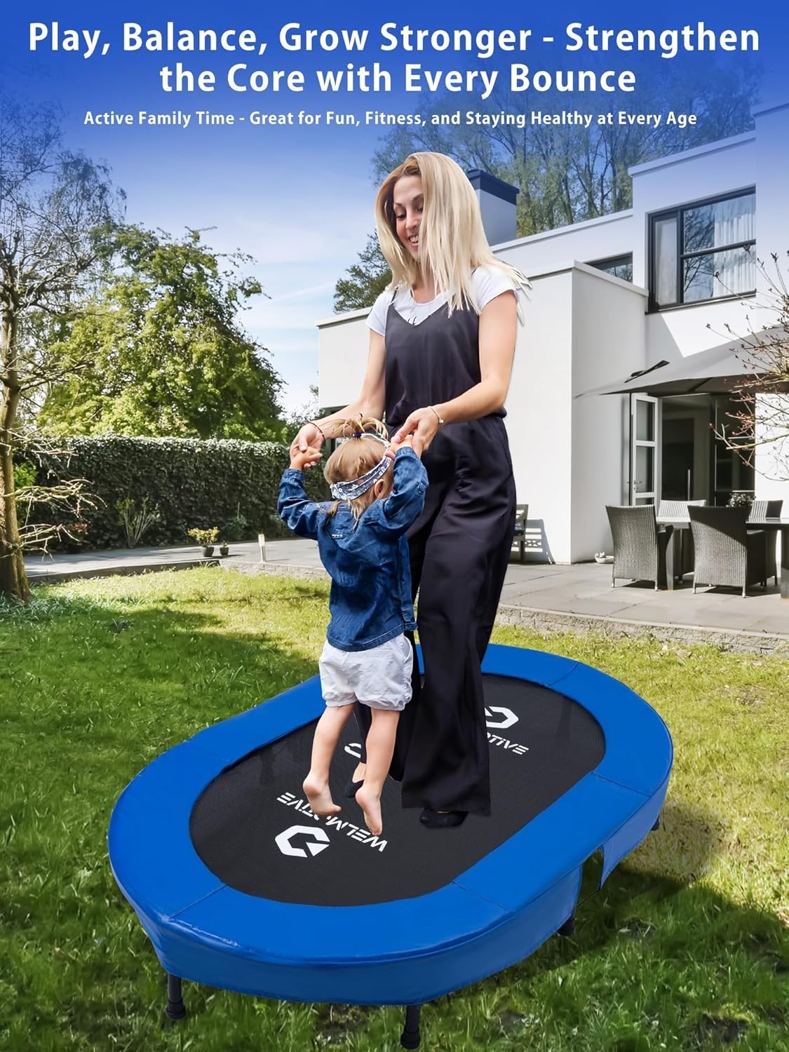 Oval Indoor Trampoline for Two Quiet Rebounder 40 Springs 150KG