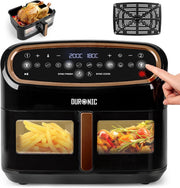 XL Dual-Zone Digital Air Fryer 10L Family Size Viewing Window 2400W Fast Cooking