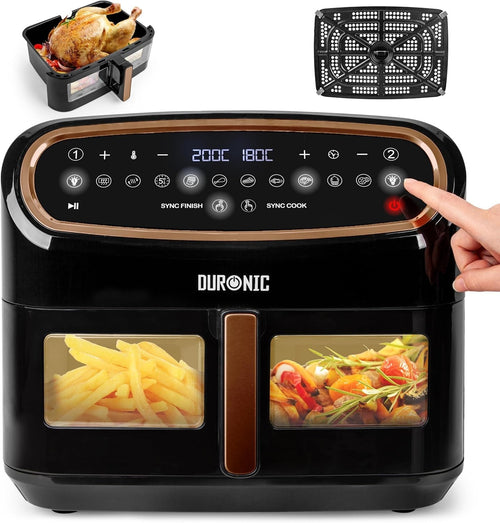 XL Dual-Zone Digital Air Fryer 10L Family Size Viewing Window 2400W Fast Cooking