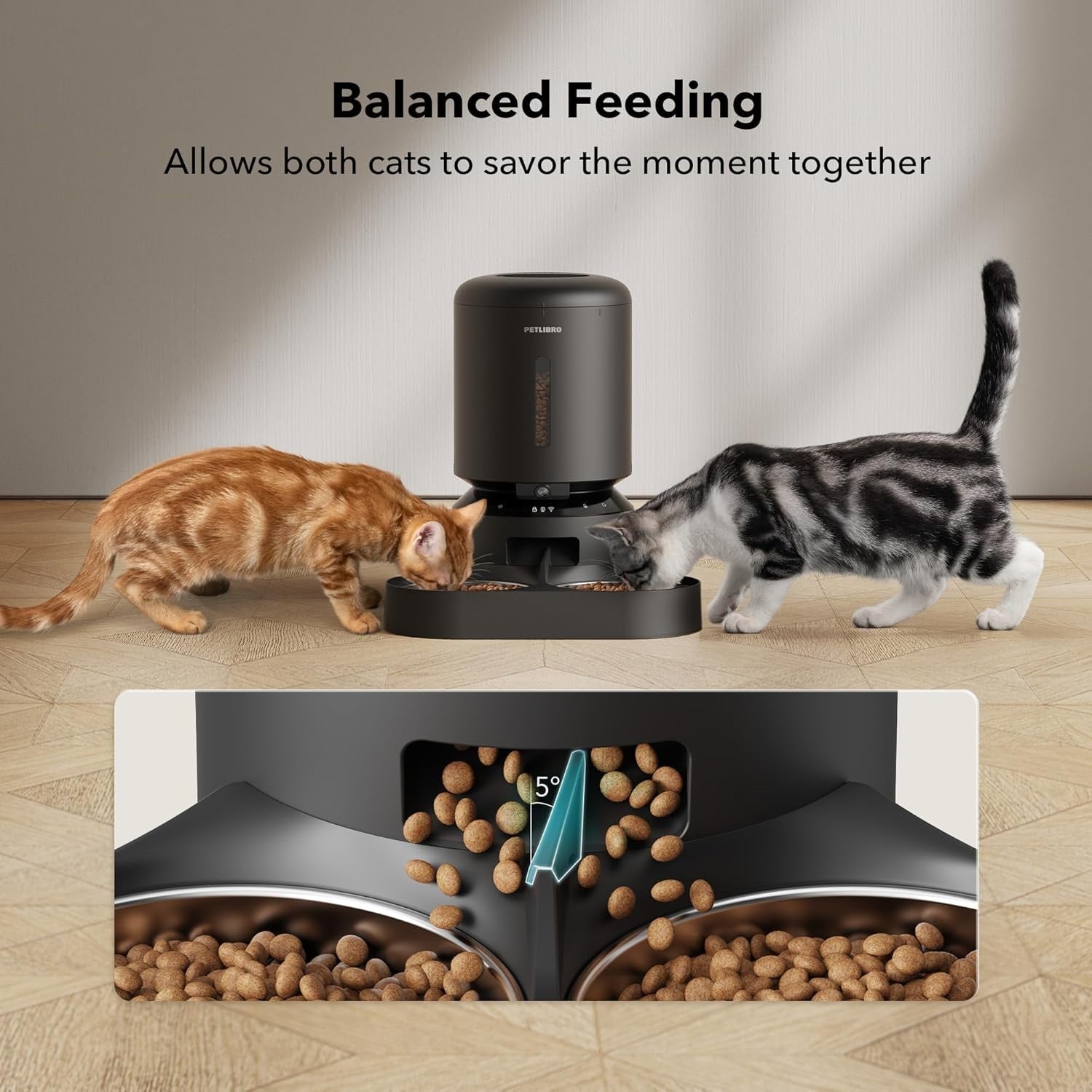 Smart Pet Feeder with Camera WiFi App Control Dual Bowl 1080P HD