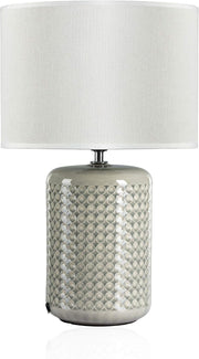 Ceramic Table Lamp Green Beige Fabric Shade Bedside Light E27 40cm