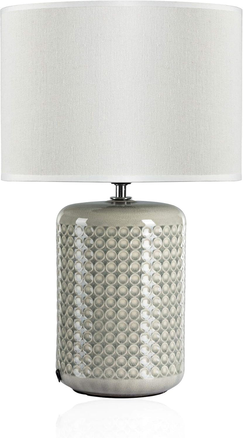 Ceramic Table Lamp Green Beige Fabric Shade Bedside Light E27 40cm