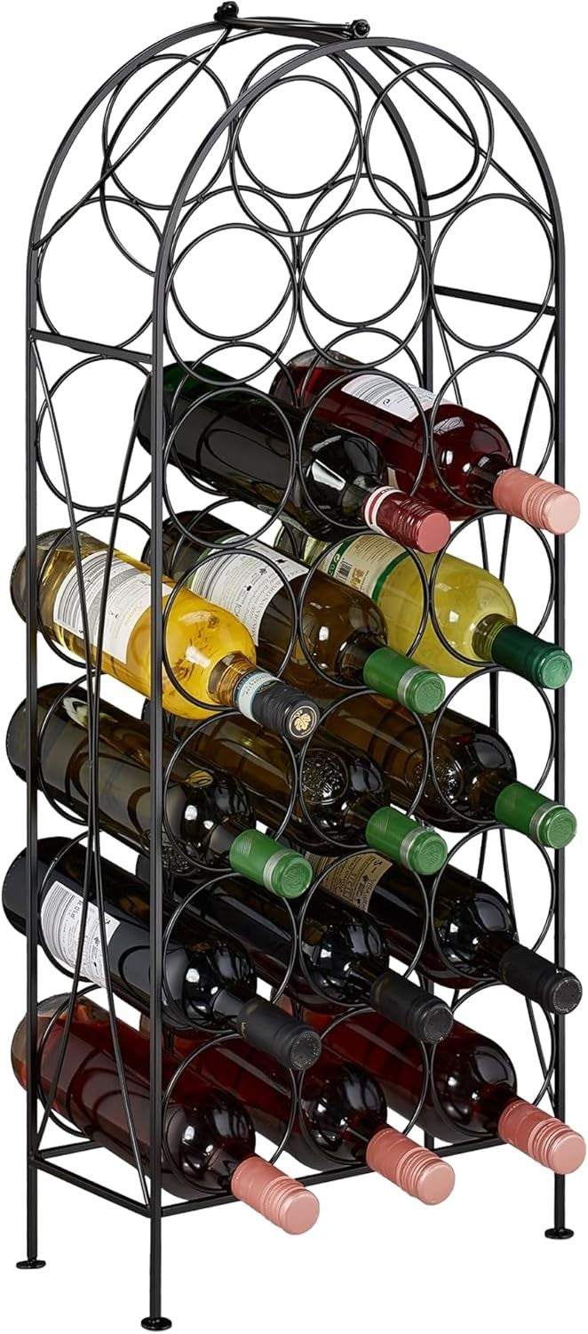 23 Bottle Wine Rack Free Standing Metal Storage Shelf Tall Slim Floor Display