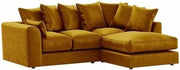 Velvet Corner Sofa Set 3+2 Seater Right Hand L Shape Mustard Couch Suite