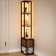 Floor Lamp with Shelves LED Column Storage Standing Lamp Adjustable Light