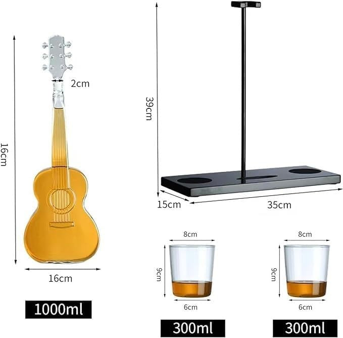 Guitar Shaped Whiskey Decanter Set 1000ml Creative Glass Gift Display