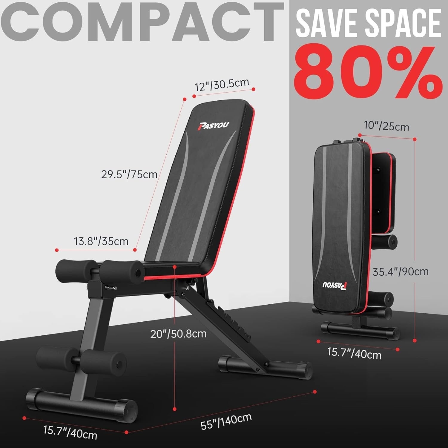Adjustable Weight Bench Foldable Incline Decline 500lb Capacity Home Gym