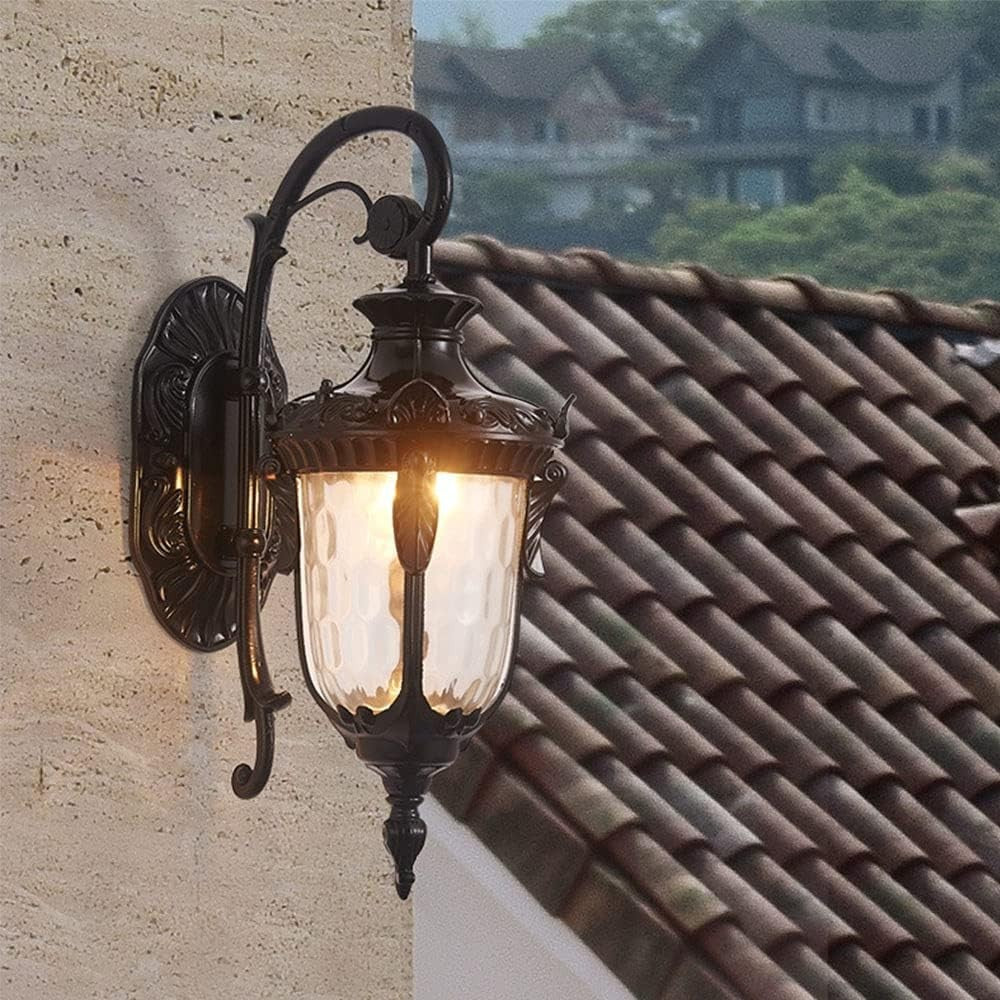 Black Outdoor Wall Lantern Waterproof Garden Light