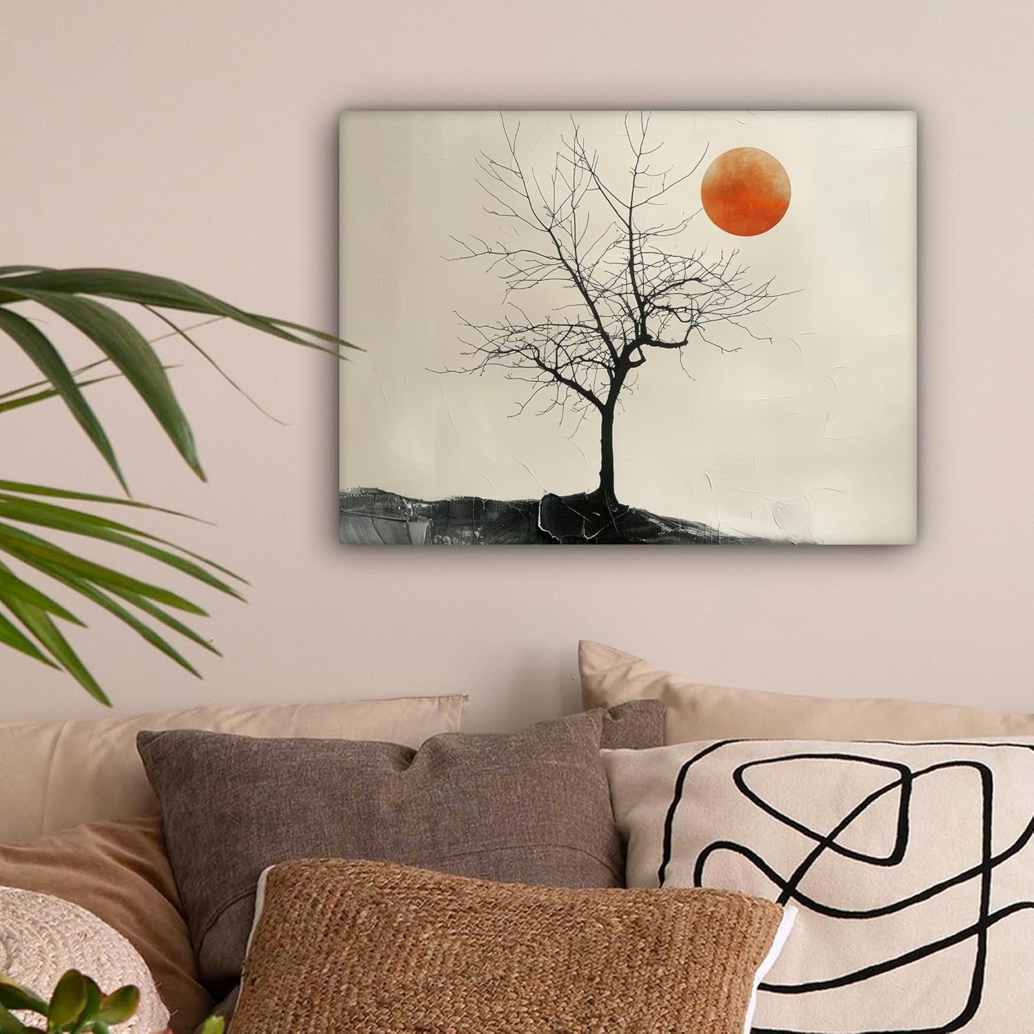 Tree Canvas Wall Art 40x30cm Modern Nature Moon Print