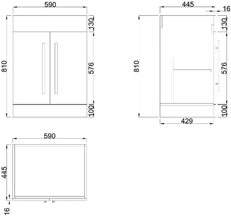 600mm Floor Standing Vanity Unit Gloss White Basin Sink Cabinet Bathroom Storage