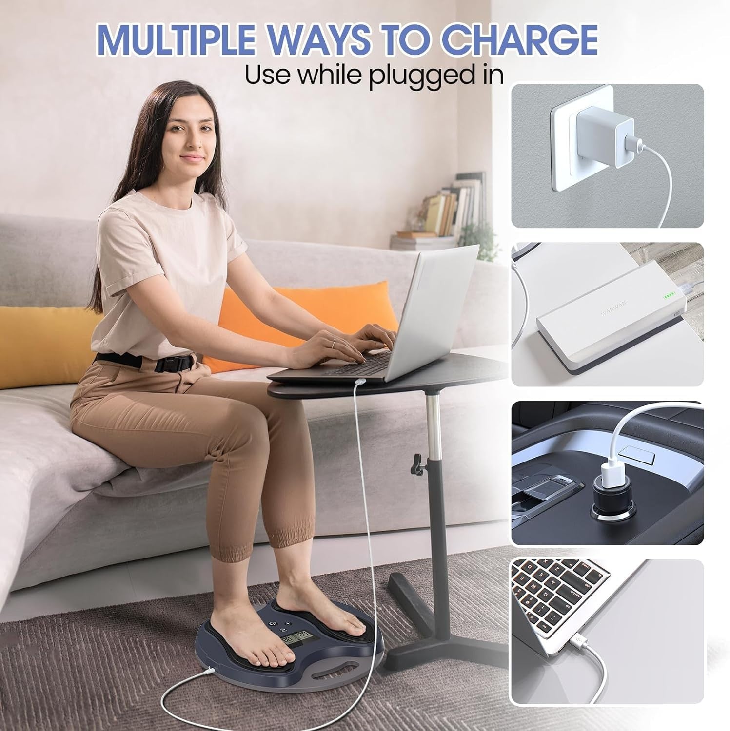 Rechargeable EMS Foot Massager Pain Relief Circulation Booster for Neuropathy