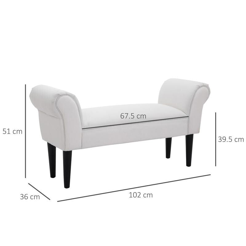 Grey Rolled Arm End of Bed Bench Seat Sofa Stool for Bedroom Lounge 130kg