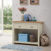 Cream Console Table with Drawers & Shelf, Hallway Storage 75x100x35cm