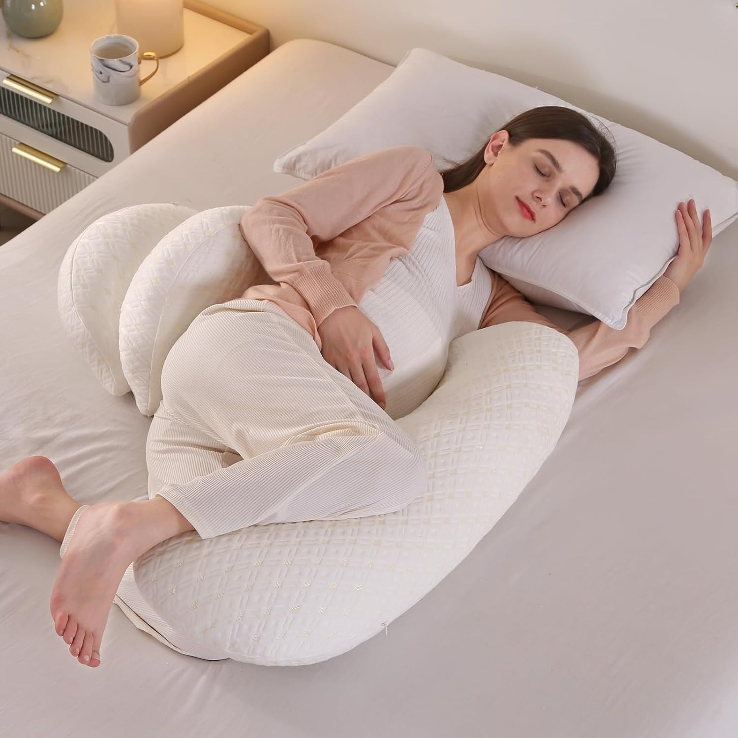 Pregnancy Pillow Wedge Set for Sleeping Support Belly Back Hips Large