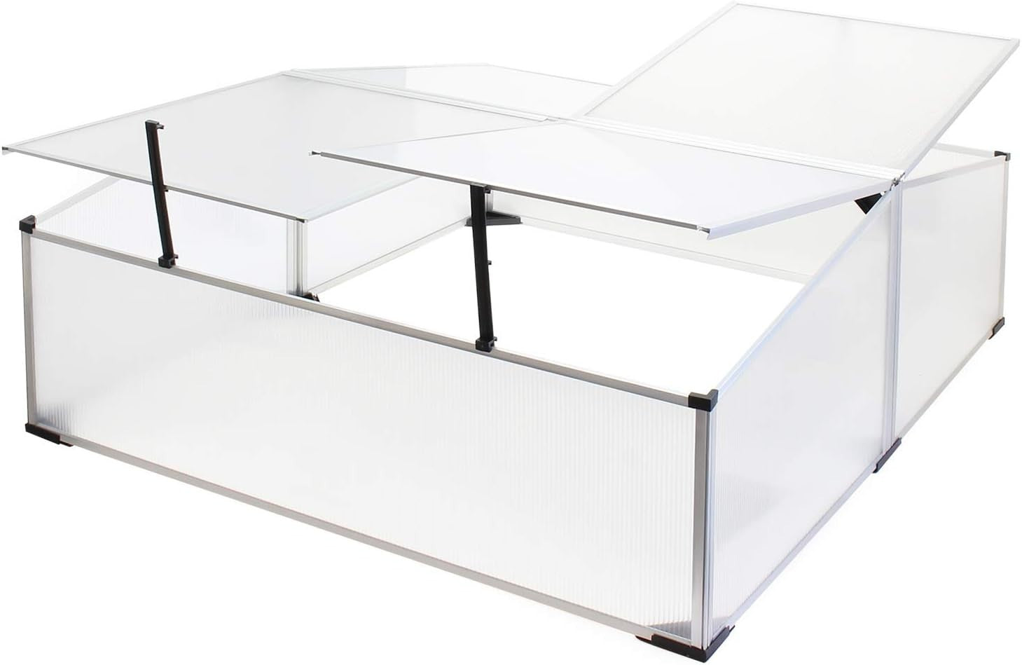 Aluminium Double Cold Frame Greenhouse 100x120x40cm Polycarbonate Roof