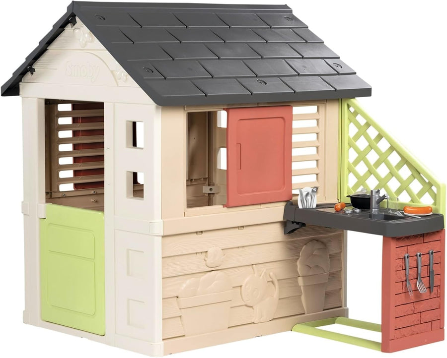 Kids Indoor Outdoor Playhouse with Kitchen Sustainable Plastic Garden House