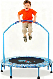 38in Kids Quiet Rebounder Trampoline Adjustable Handle Foldable