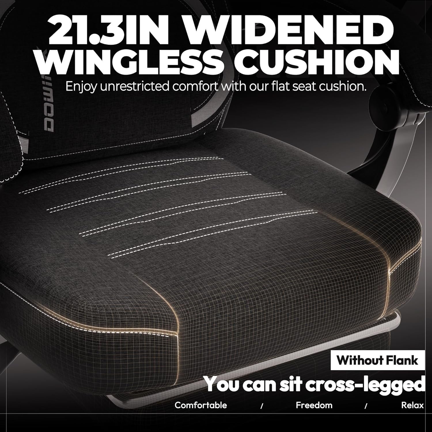 Dowinx Fabric Gaming Chair w/ Footrest Large Black