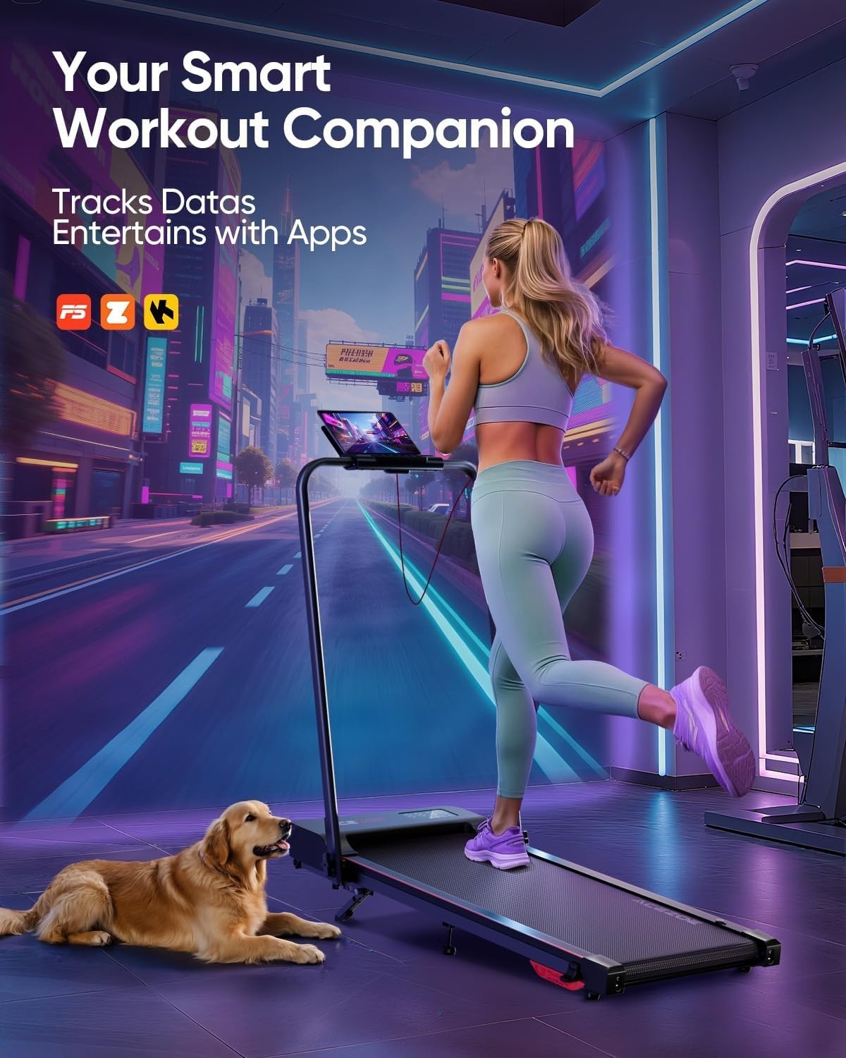 6-in-1 Folding Treadmill for Home | Portable Under Desk, Incline, App & LED Disp