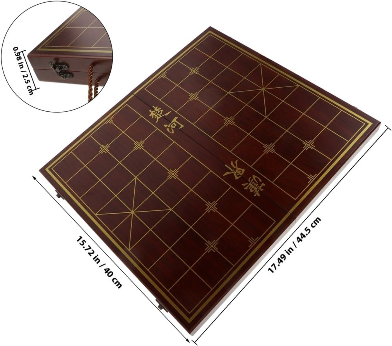 Wooden Xiangqi Travel Chess Set Storage Box Board 2 Player Game