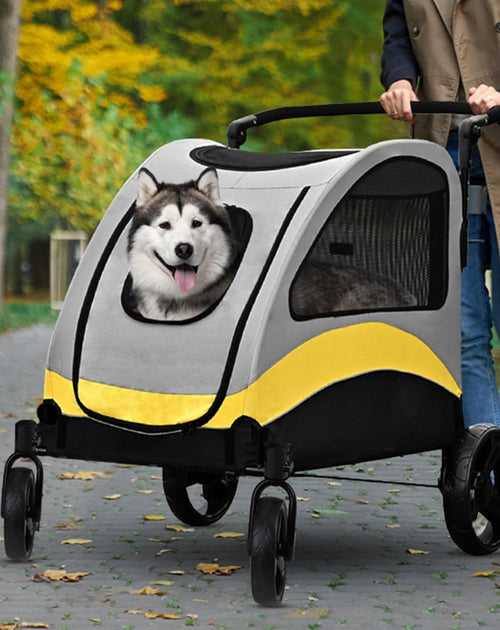 Extra Large Dog Stroller Heavy Duty Pet Buggy 55kg Foldable 4 Wheel