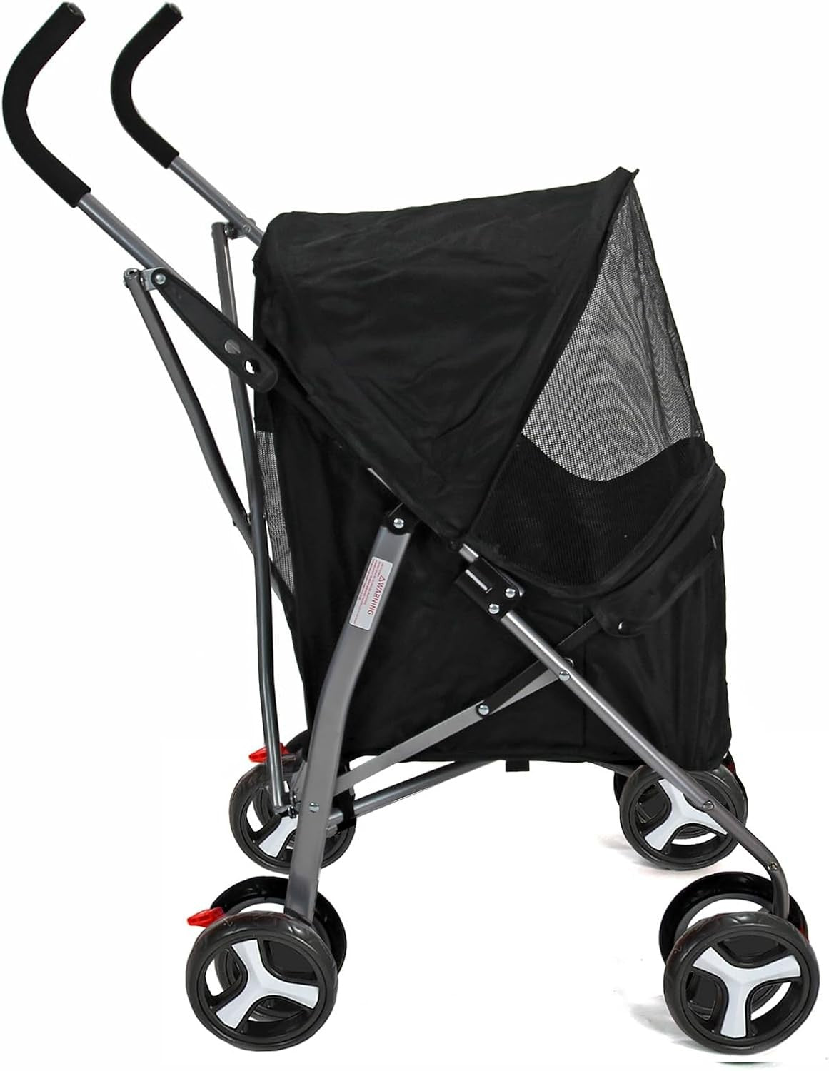 Pet Travel Stroller Dog Cat Pushchair Waterproof Foldable 4 Wheel Black