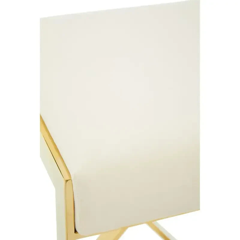 Ivory Gold Bar Stool Velvet Seat Modern Kitchen Island Counter Breakfast