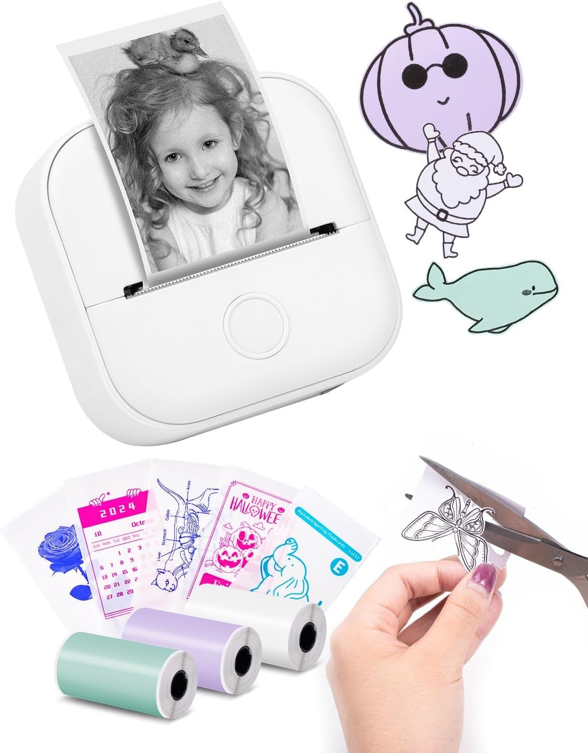 Mini Bluetooth Thermal Sticker Printer Inkless Photo Label Maker