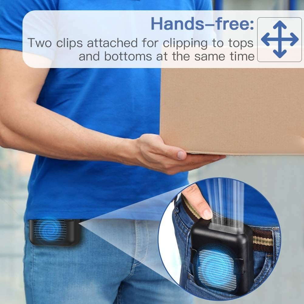 Portable Waist Fan – 23h Battery 3 Speed 5100RPM USB Rechargeable Clip Outdoor